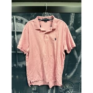 U.S. Polo Assn. Luxury Feel Men's Pink Short Sleeve Polo Shirt L Embroidered